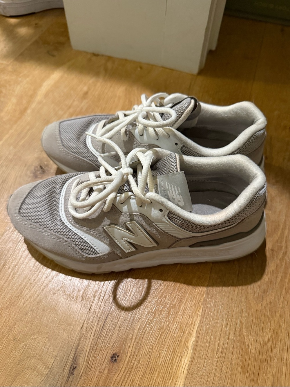New Balance Grey and White Lace-Up Sneakers